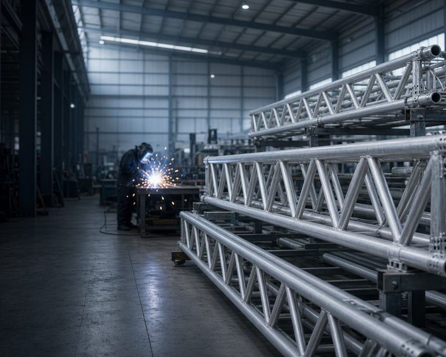 Aluminum truss in the Glory Truss workshop
